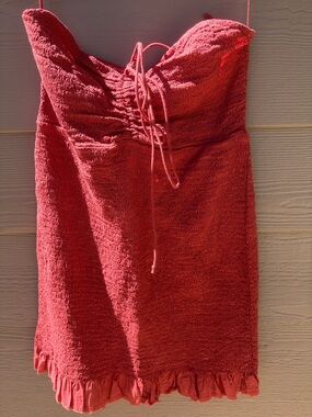Intimately by Free People Strapless Coral Mini Dress with Ruffle Hem Size Medium